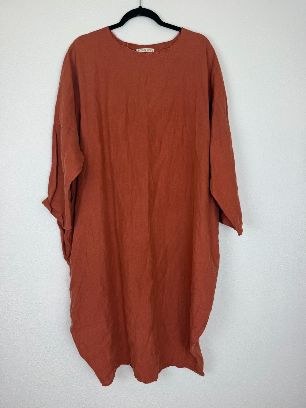 ROBYN KING Oversized Linen Dress Rust /Burnt Orange M/L